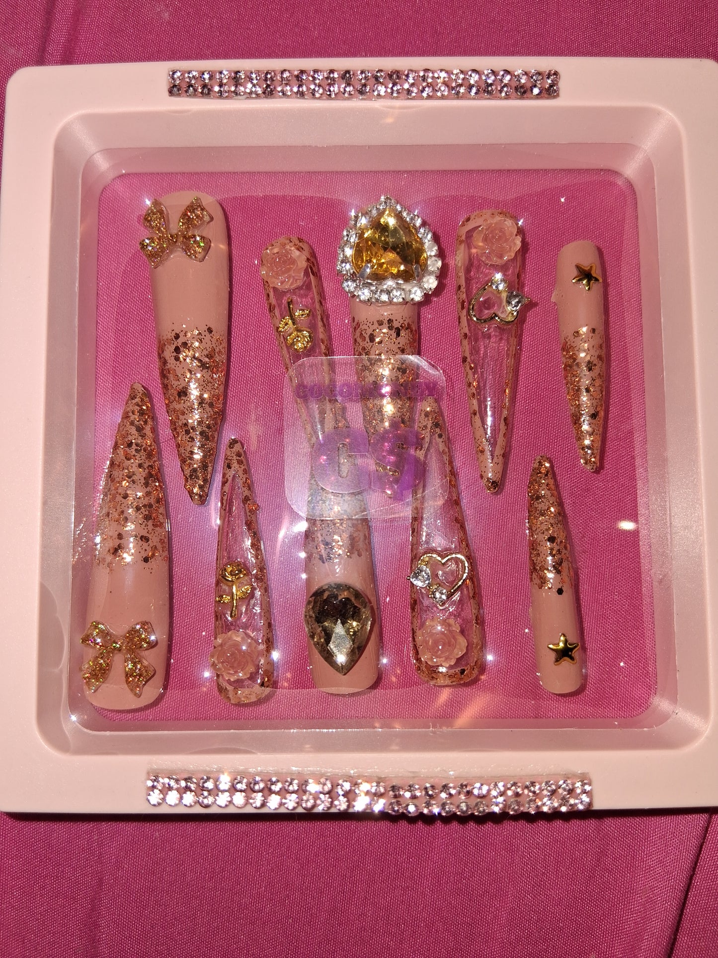 COCOMONEY NAILS CUSTOM 1 OF 1 GLUE ON PRESS ON COMES WITH FREE GIFTS #o2