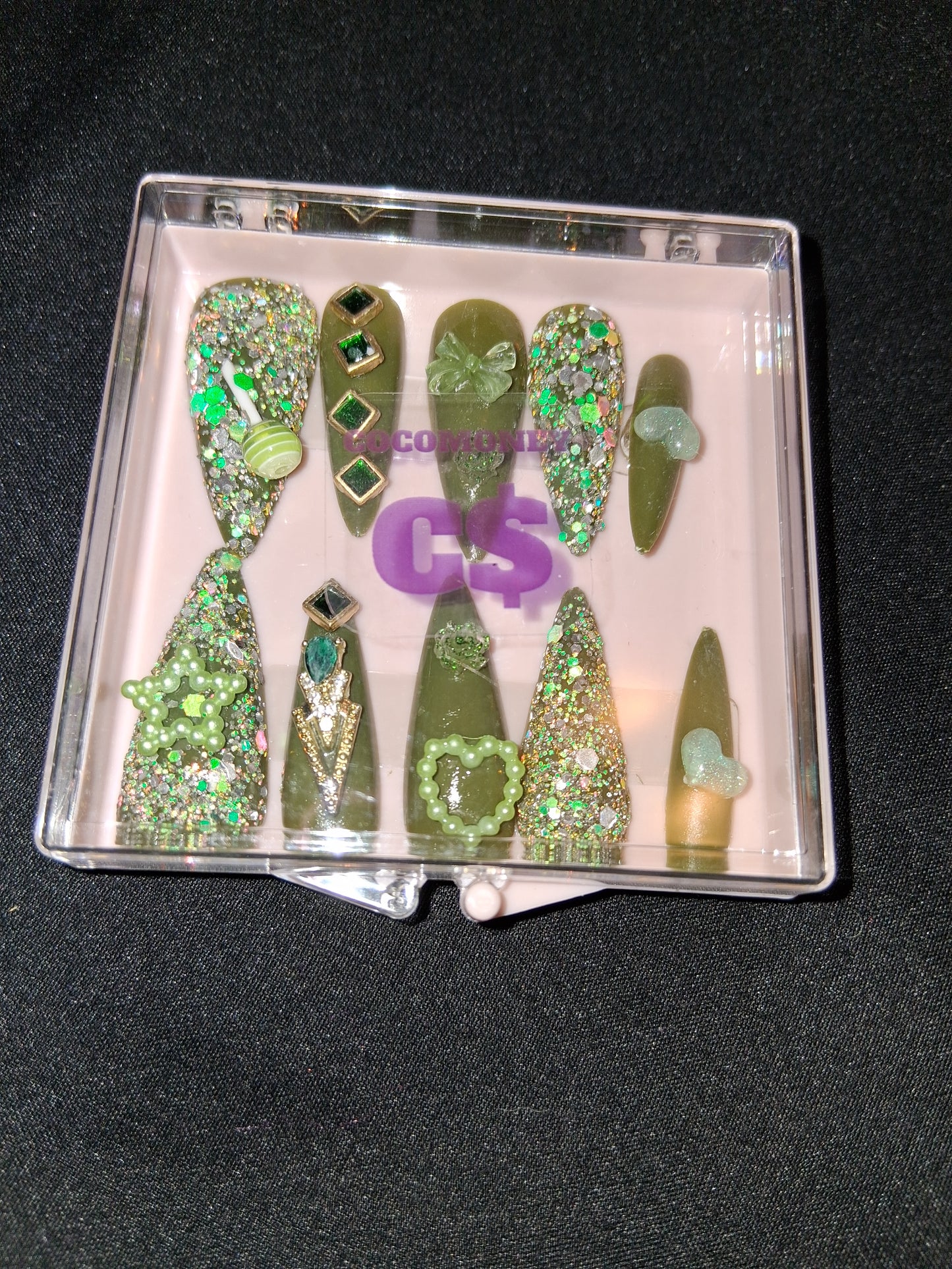 COCOMONEY NAILS CUSTOM ONE OF A KIND PIECES WITH NAIL BAG AND FREE GIFTS