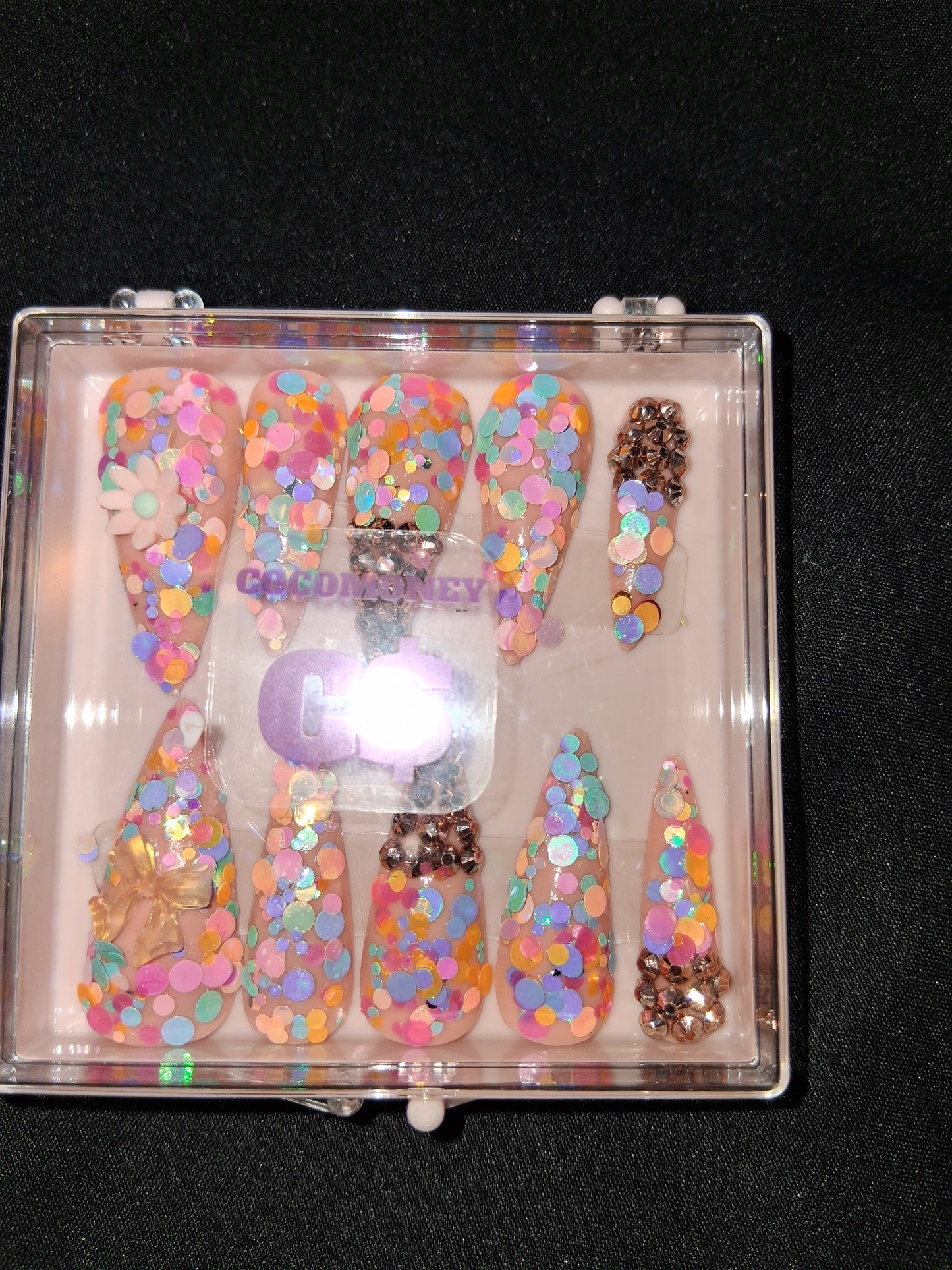 COCOMONEY NAILS CUSTOM ONE OF A KIND PIECES WITH NAIL BAG AND FREE GIFTS ACRYLIC
