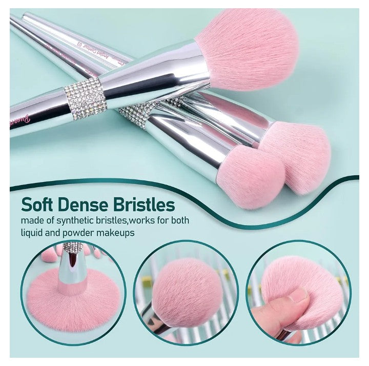 Design Elegant pink Ultra soft labeled Makeup Brushes Sets with Brush Holder makeup brush set with Foundation Powder blush blending contour Brush (15Pcs