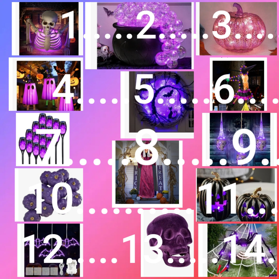 Halloween decor choose number by the item you want as shown in picture