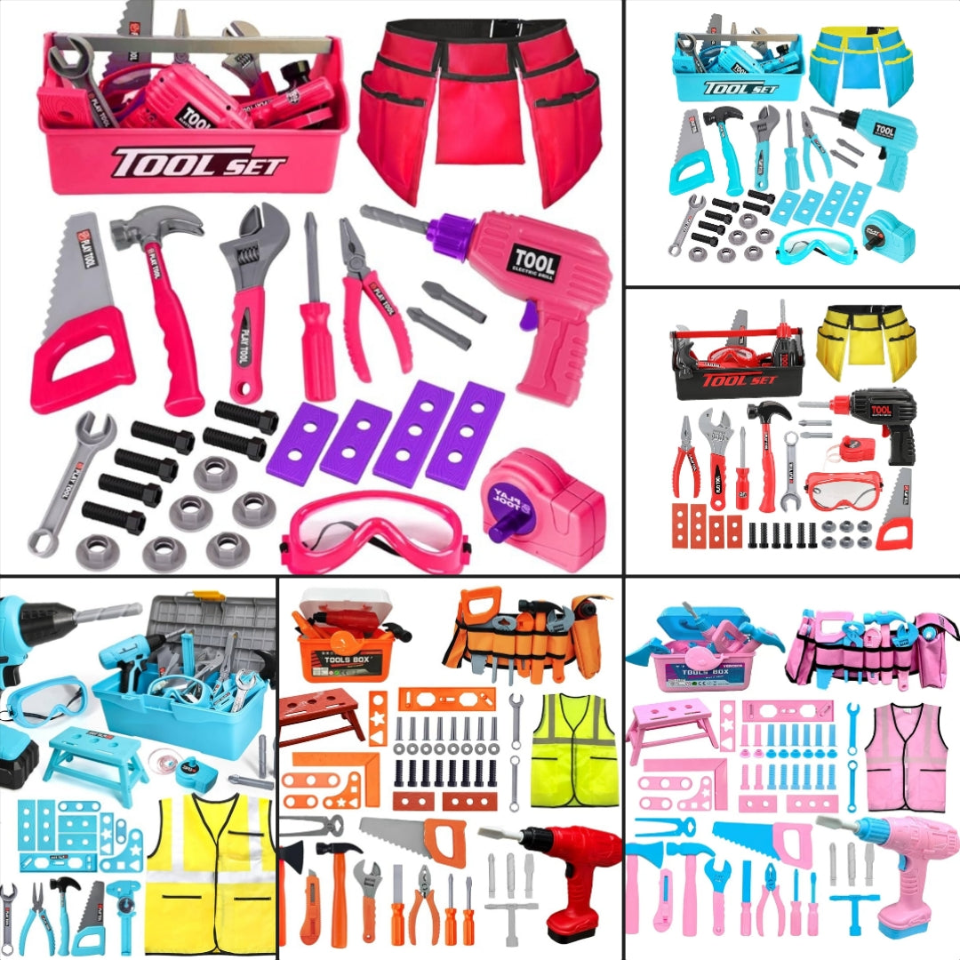 Kids Tool Set - Tool Box, Pretend Play Kids Construction Tool Kit, for Boys, and Girls Ages 3 and Up 6 Sets to choose from choose below