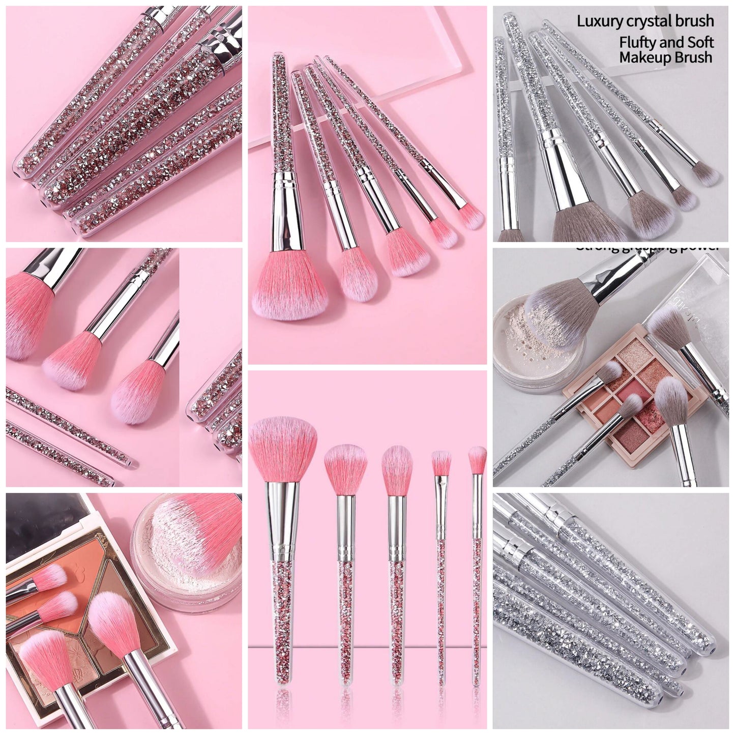 COCOMONEY 5PC MAKEUP BRUSH SET FOUNDATION BLUSH BRUSH EYESHADOW SHADER CONTOUR BRUSHES PRETTY 😍 GLITTER BLING GORGEOUS
