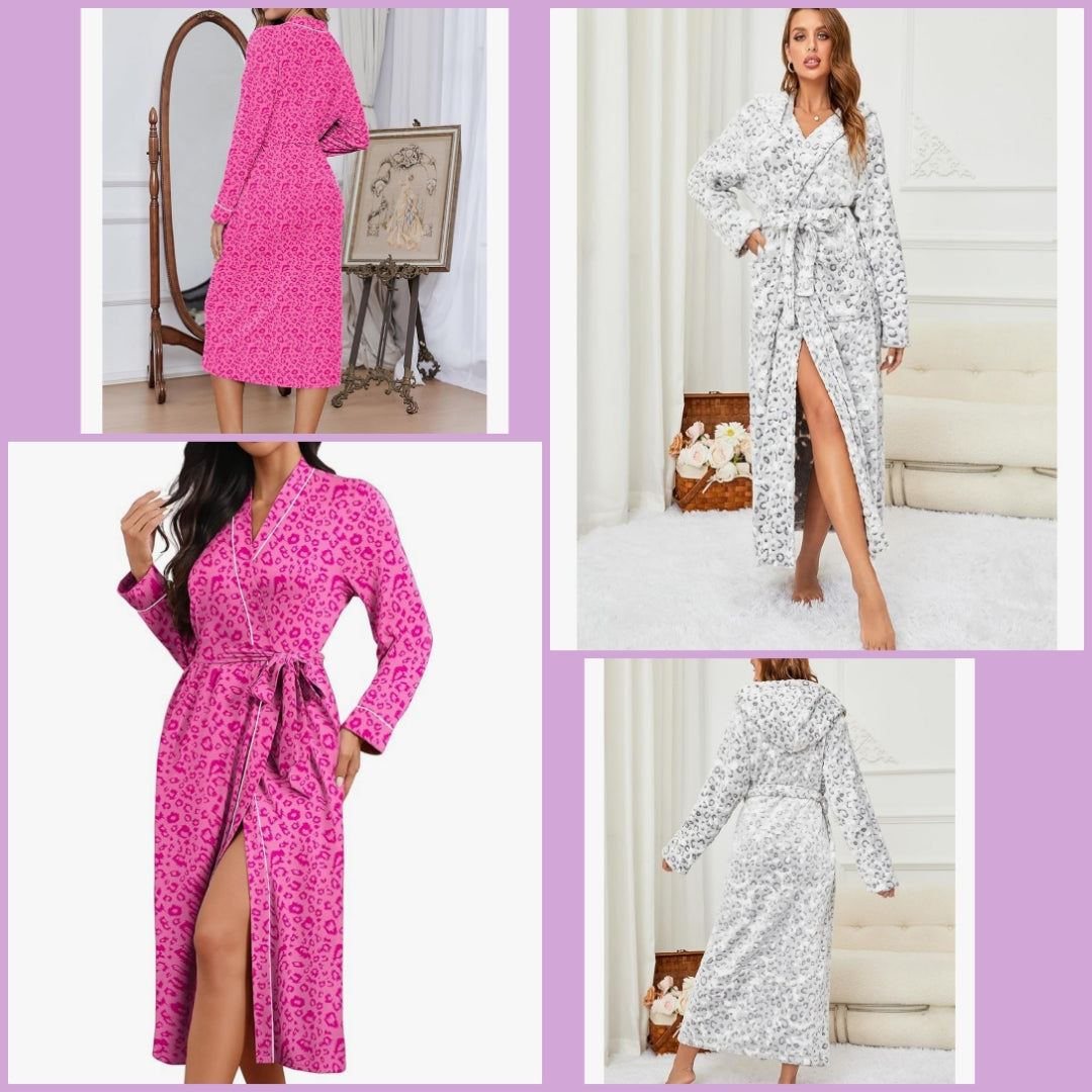 Womens Robes Bathrobe Thick Nightgown with Pockets Fluffy Sleepwear