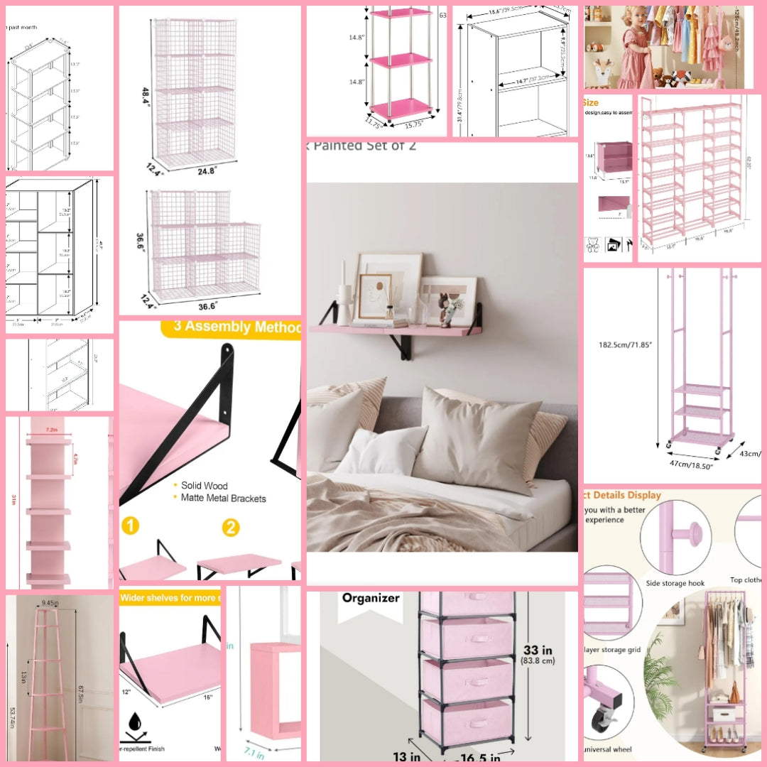Pink shelf in various options choose your number option below