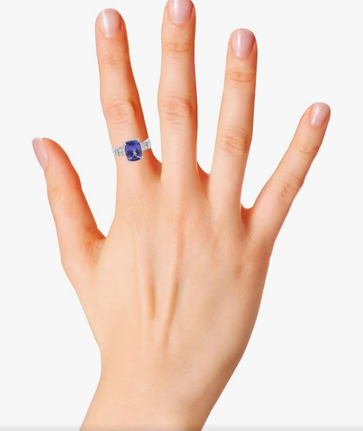 COCOMONEY Blue Cushion Tanzanite Minimalist Gold Ring Solid 14k Stamped White Gold Solitaire Ring Gemstone Diamond Ring Customized Jewelry Gift