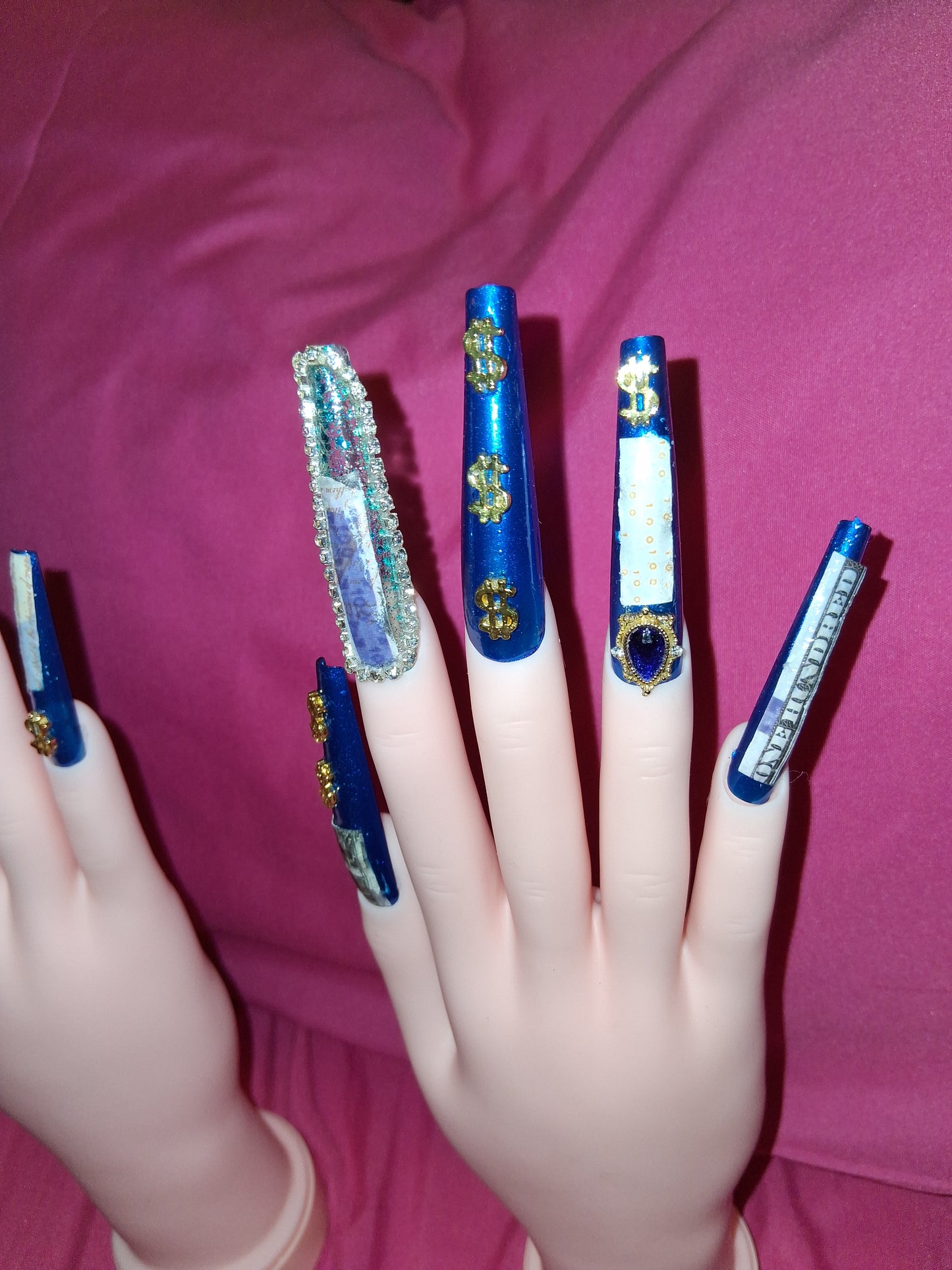 COCOMONEY NAILS CUSTOM 1 OF 1 GLUE ON PRESS ON COMES WITH FREE GIFTS #o49