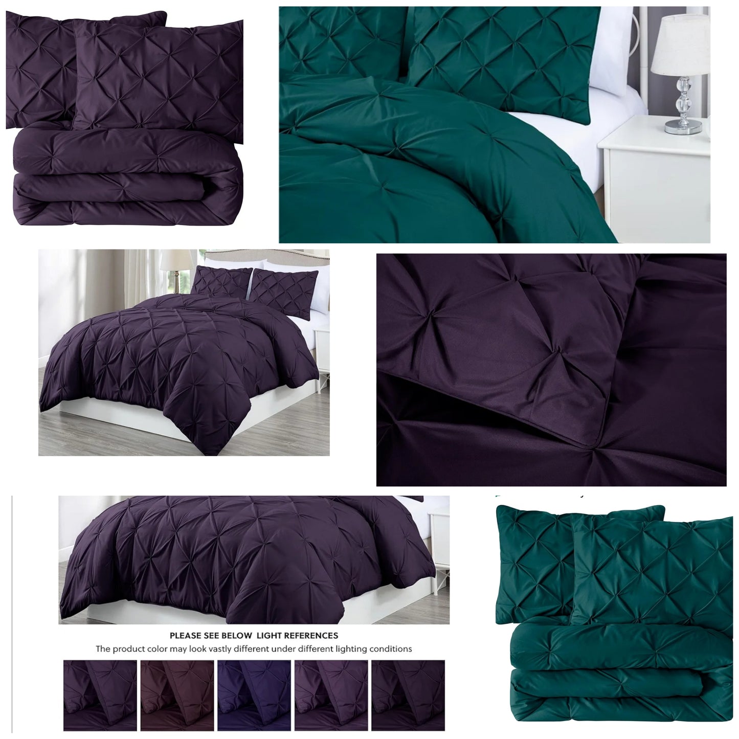 Set, 3-Piece (Comforter and Pillow Shams) - Soft Pintuck, Lightweight All Season Microfiber