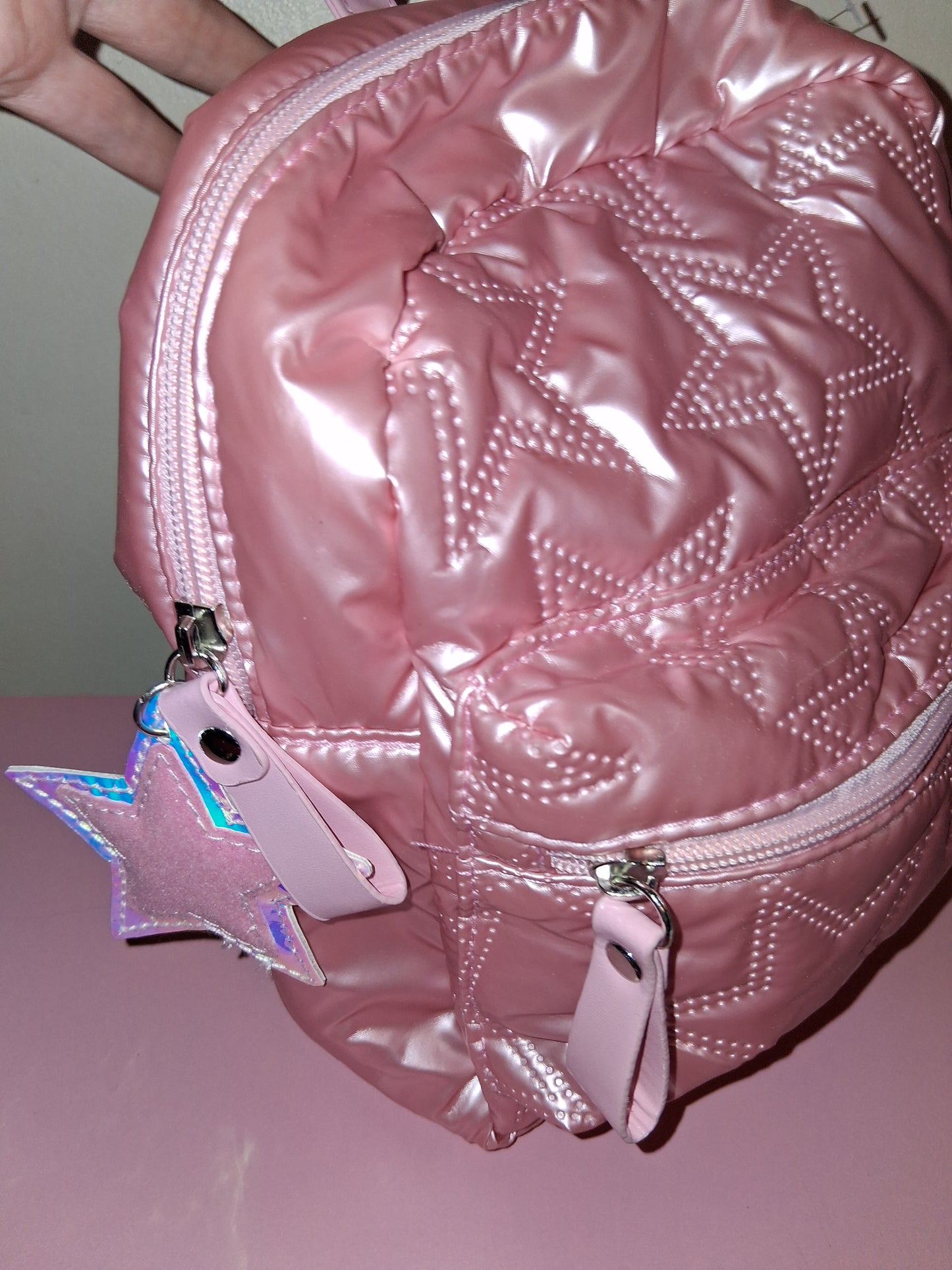 COCOMONEY MINI PINK BOOK BAG STAR DESIGN 10IN BY 8IN BY 3IN only 1