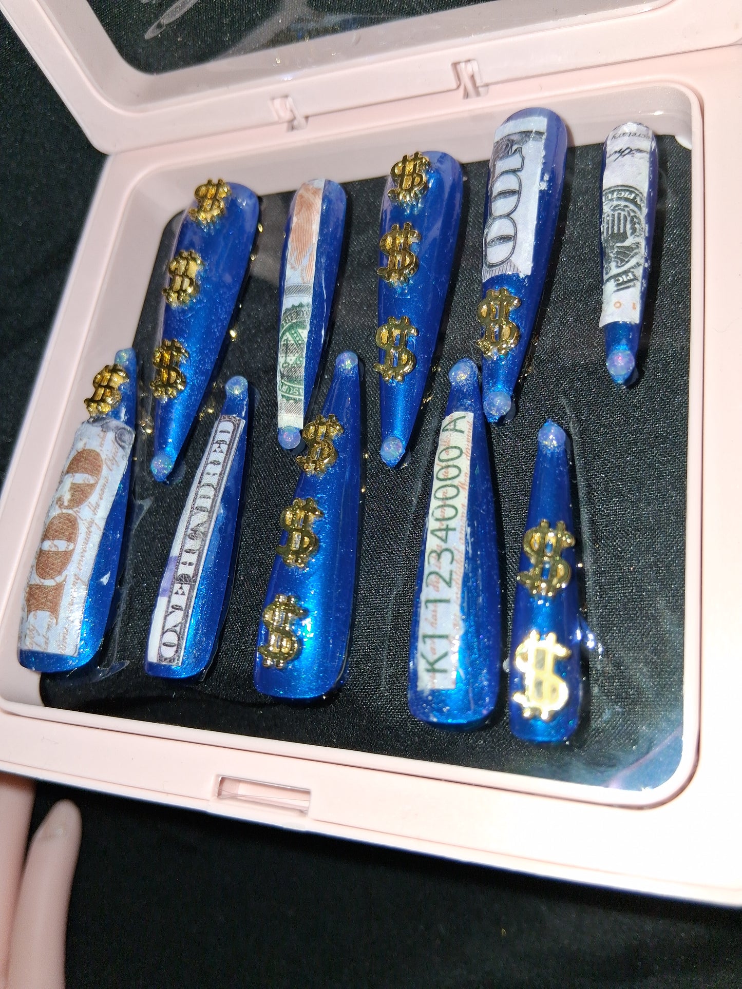 COCOMONEY NAILS CUSTOM 1 OF 1 GLUE ON PRESS ON COMES WITH FREE GIFTS #o78