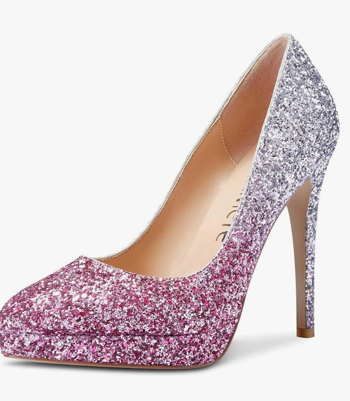 Womens High Heels Platform Pumps Slip-on Stilettos 12CM Heel Office Dress Shoes