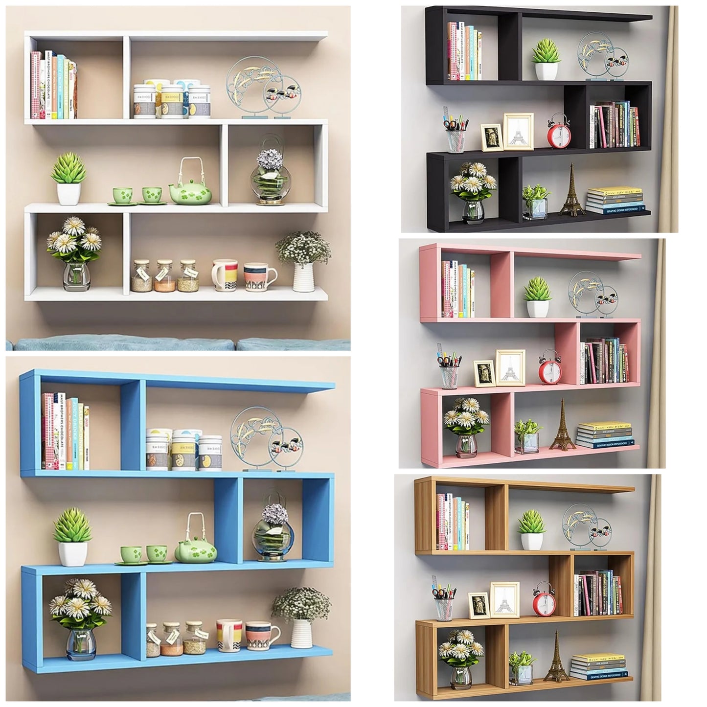 Wooden Floating Shelves for Wall - Modern Wall Mounted Shelves for Living Room, Study Room, Office - Wood Display Shelf Decor - Floating Shelfs