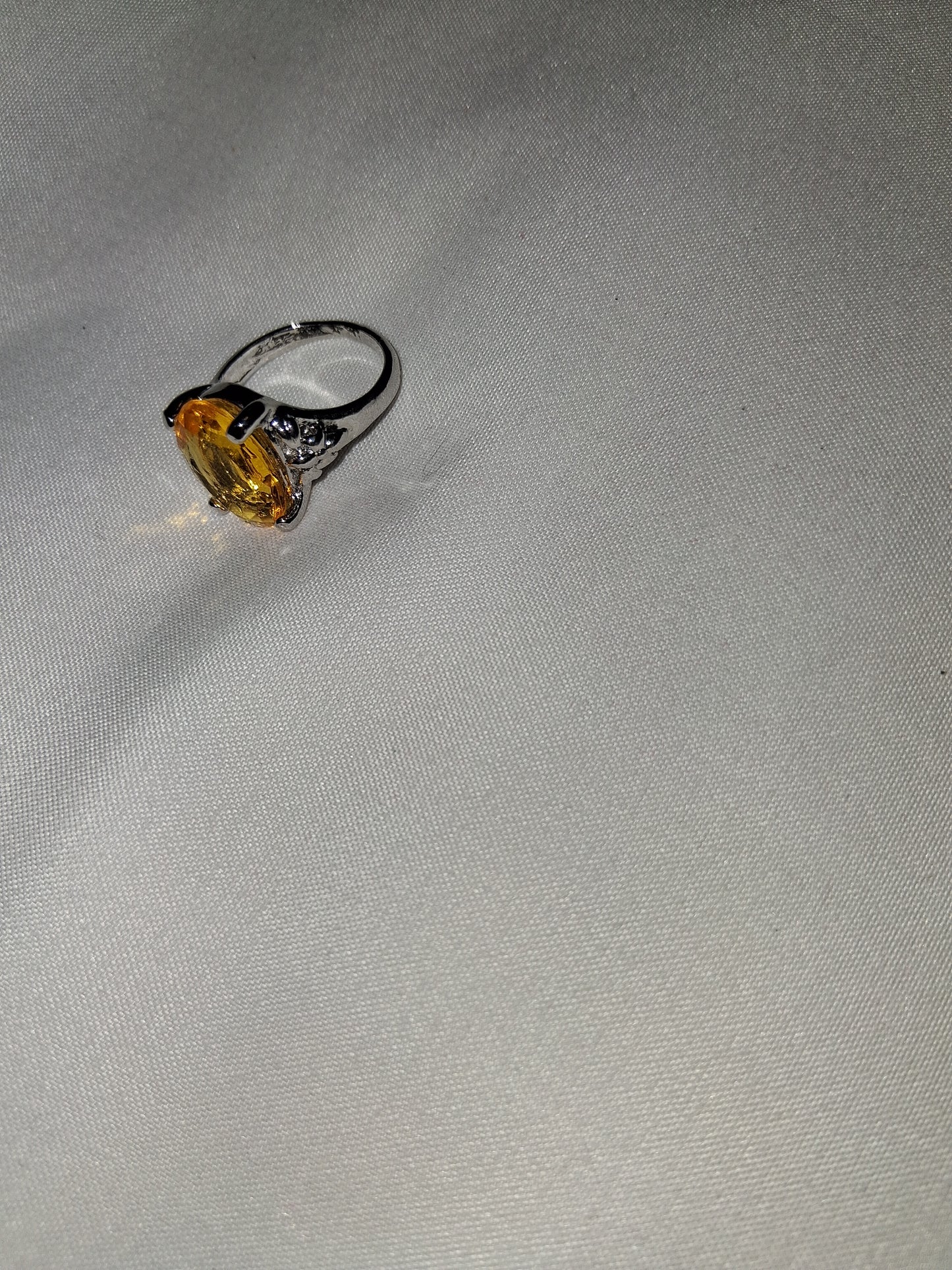 Yellow silver plated tone ring size 6