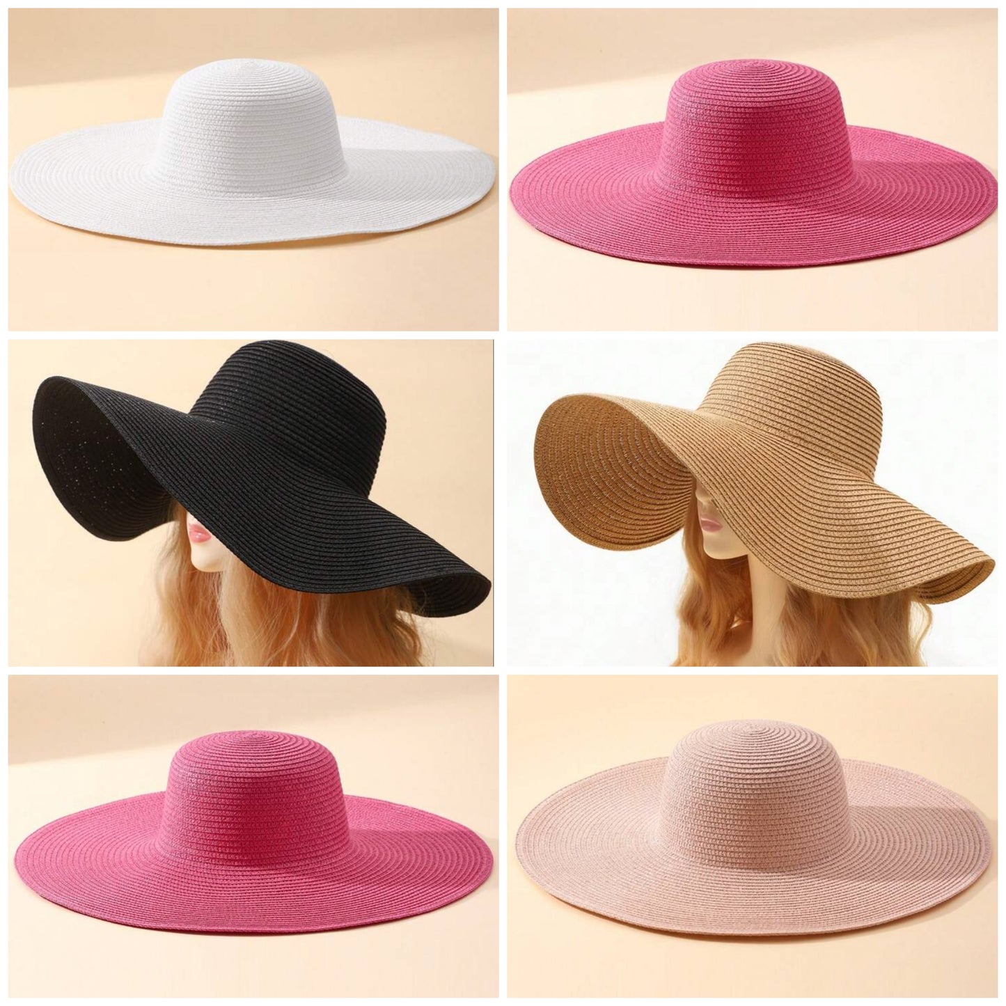 Wide Brim Straw Hat Boho for tanning beach pool side outdoor gardening vacation events parties straw hat COCOMONEY