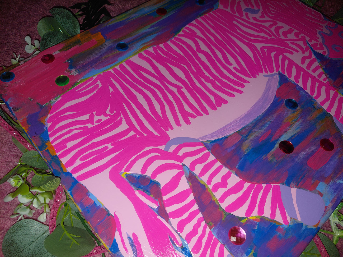 Cocomoney At Pink Zebra 1 of 1 custom piece acrylic on canvas