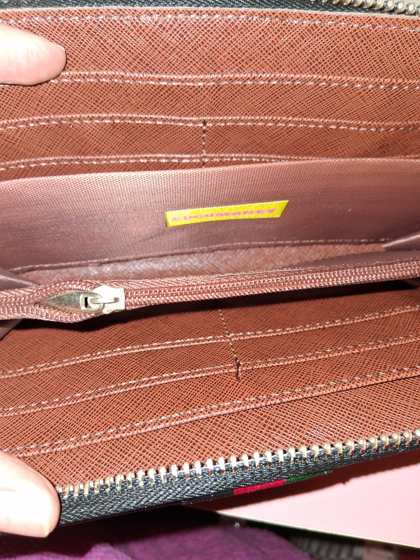 COCOMONEY HANDBAG BLACK WITH WALLET AND STRAP 10IN BY 8IN BY 5IN ONLY 2 of these pu