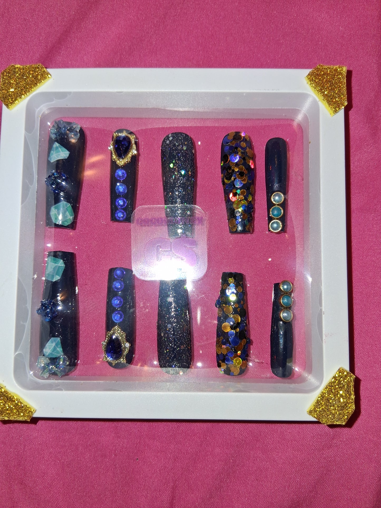 COCOMONEY NAILS CUSTOM 1 OF 1 GLUE ON PRESS ON COMES WITH FREE GIFTS #o100