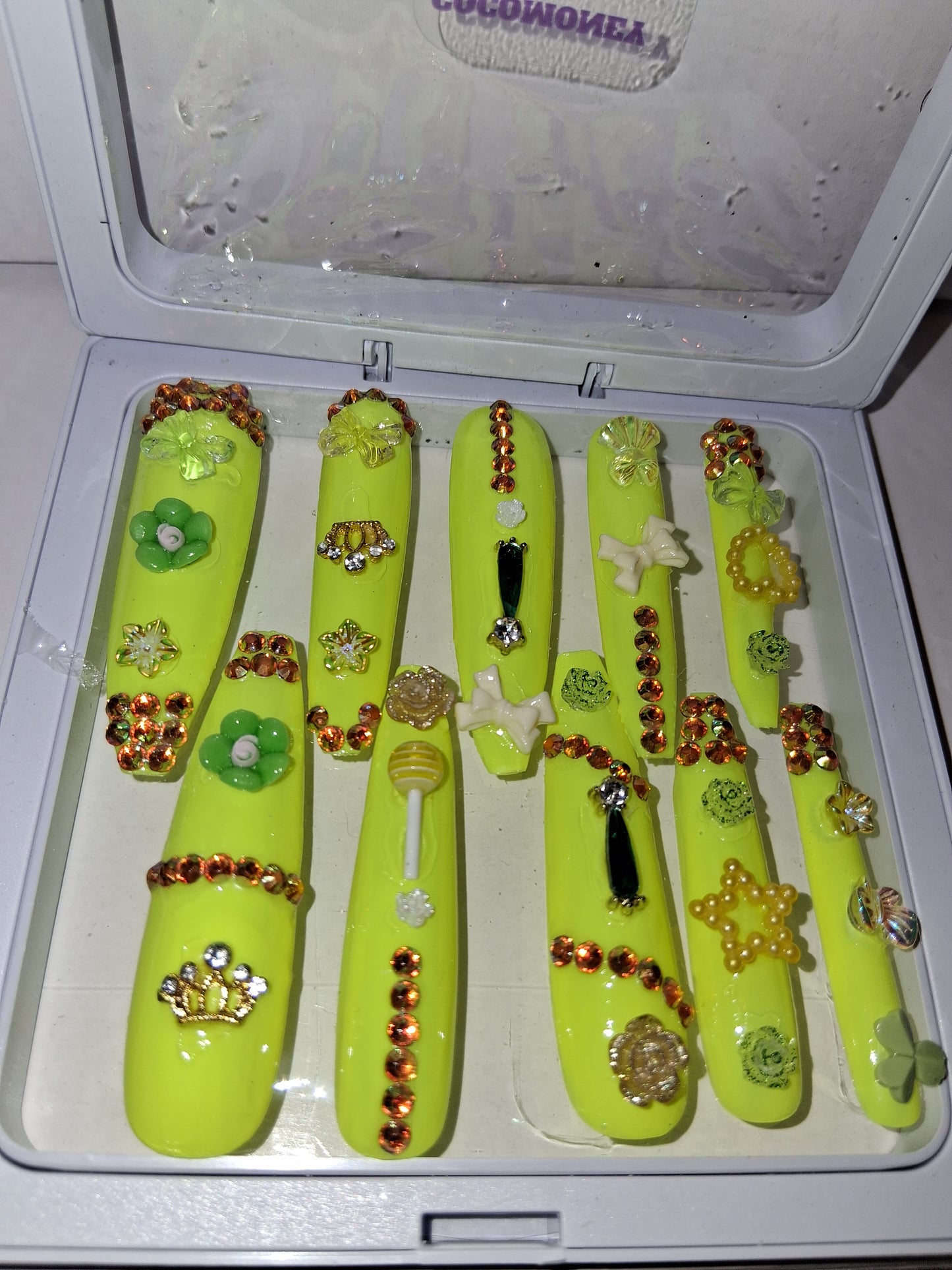 COCOMONEY NAILS CUSTOM 1 OF 1 GLUE ON PRESS ON COMES WITH FREE GIFTS #o89