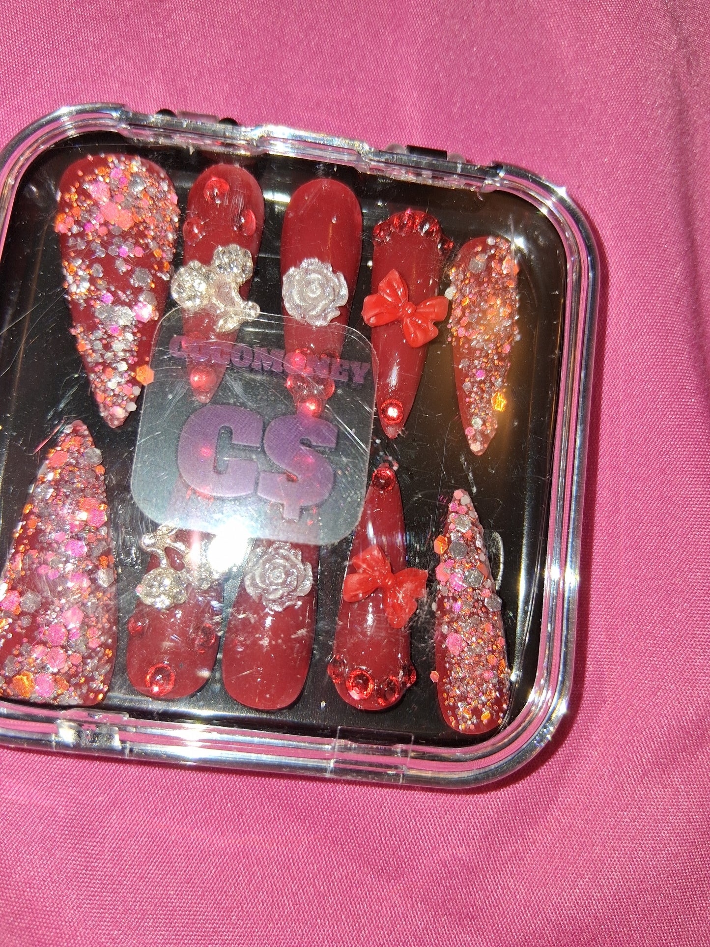 COCOMONEY NAILS CUSTOM 1 OF 1 GLUE ON PRESS ON COMES WITH FREE GIFTS #b70