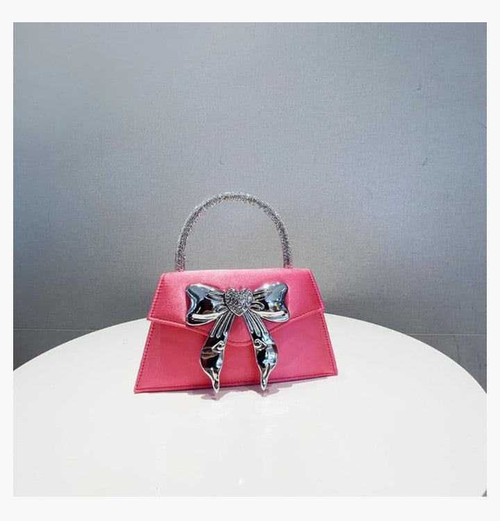 Bow Evening Bag, Rhinestone Handle Tote Bag,