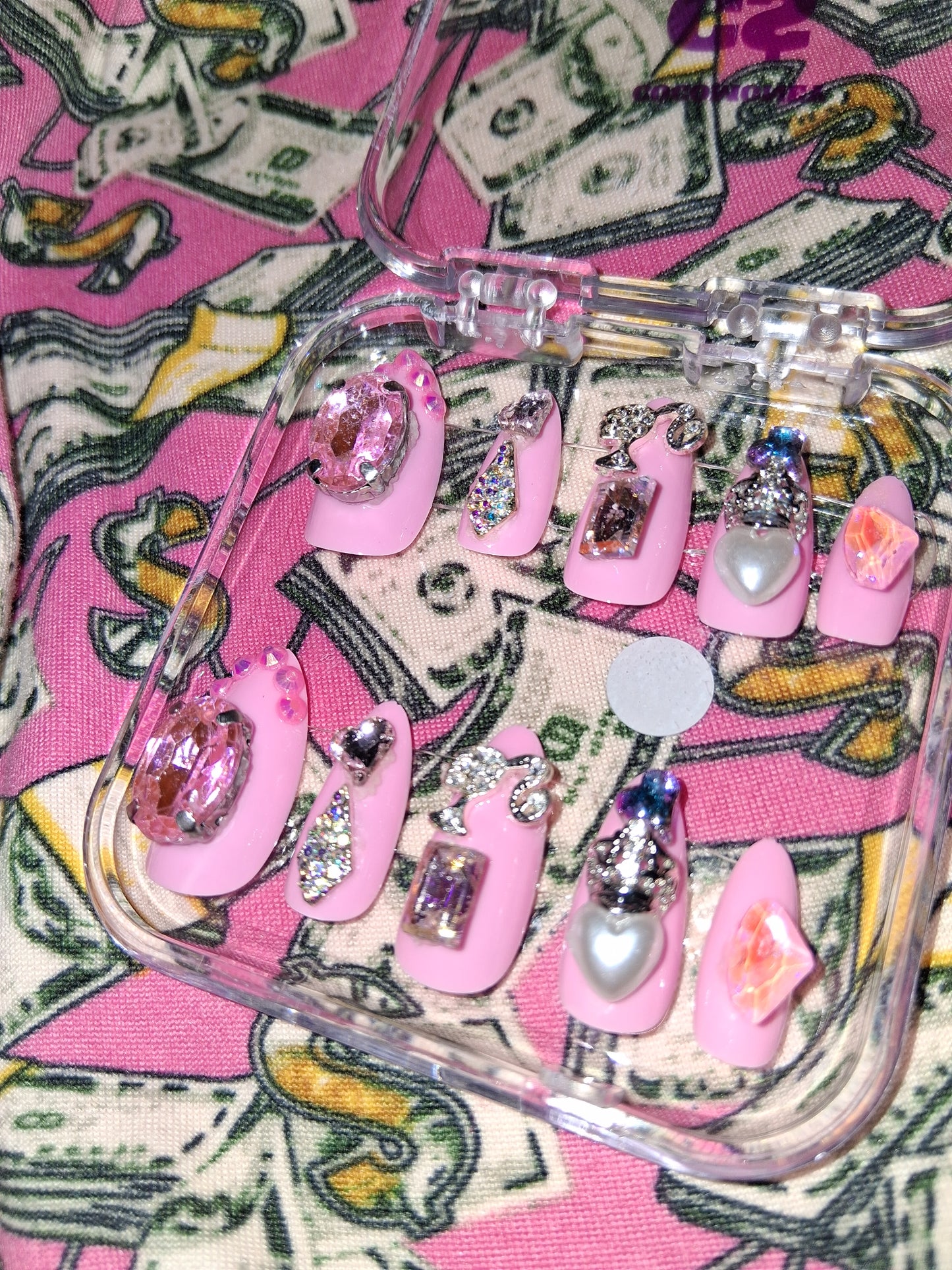 COCOMONEY NAILS CUSTOM 1 OF 1 GLUE ON PRESS ON COMES WITH FREE GIFTS #b78