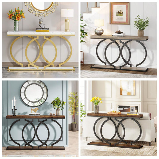 55-Inch Modern Gold Console Table For Entryway Table, Narrow Long Sofa Table Behind Couch Table Accent Table For Living Room
