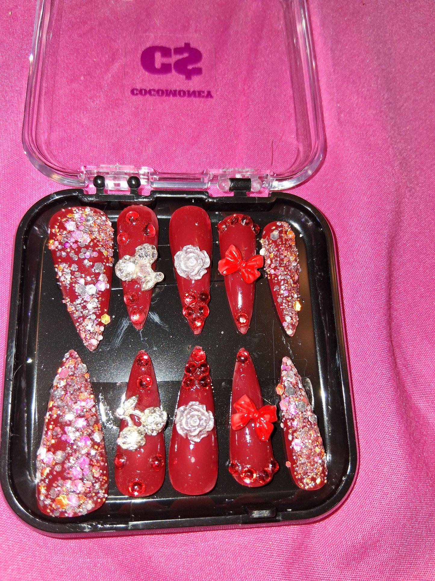 COCOMONEY NAILS CUSTOM 1 OF 1 GLUE ON PRESS ON COMES WITH FREE GIFTS #b70