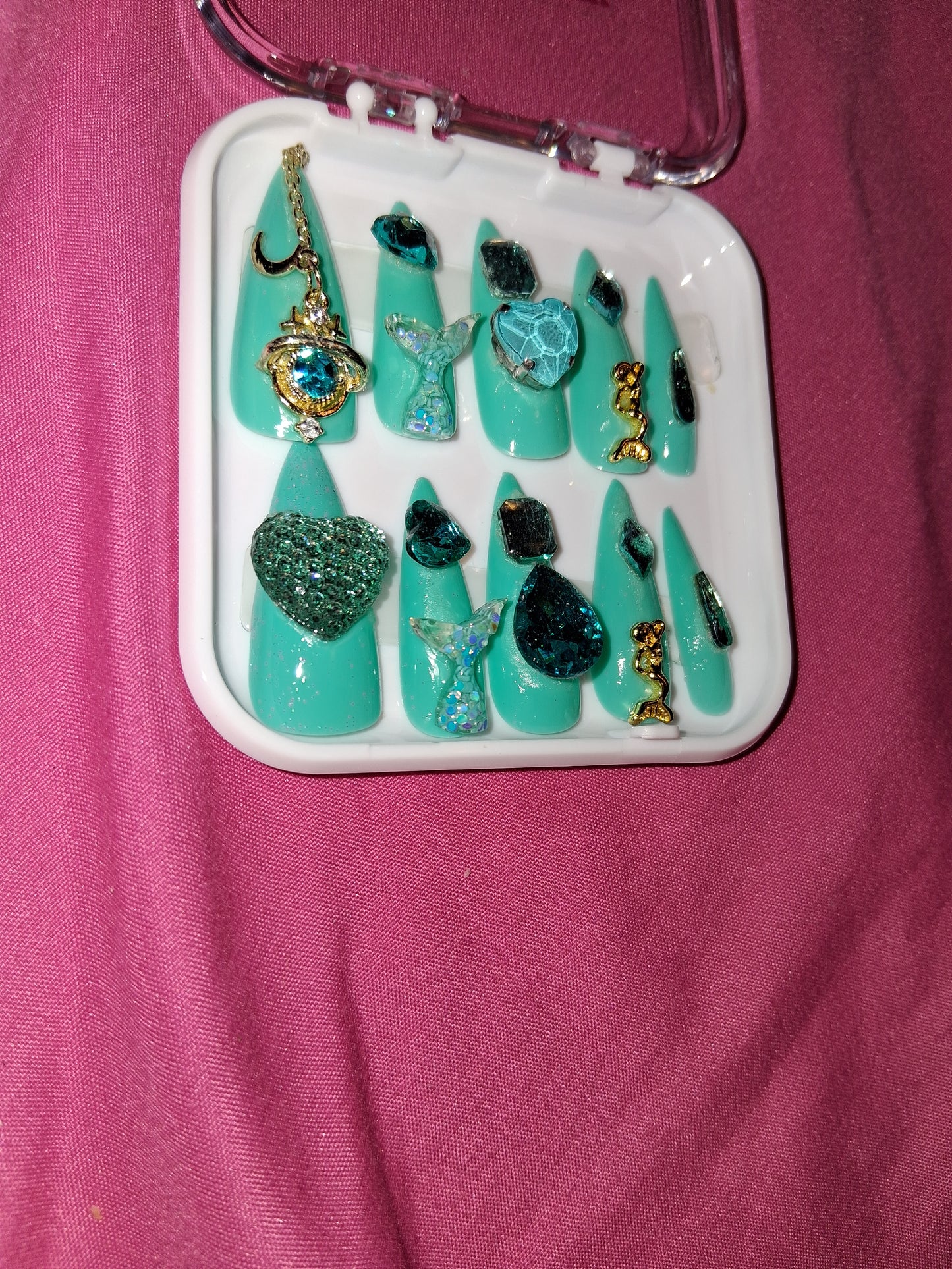 COCOMONEY NAILS CUSTOM 1 OF 1 GLUE ON PRESS ON COMES WITH FREE GIFTS #b51