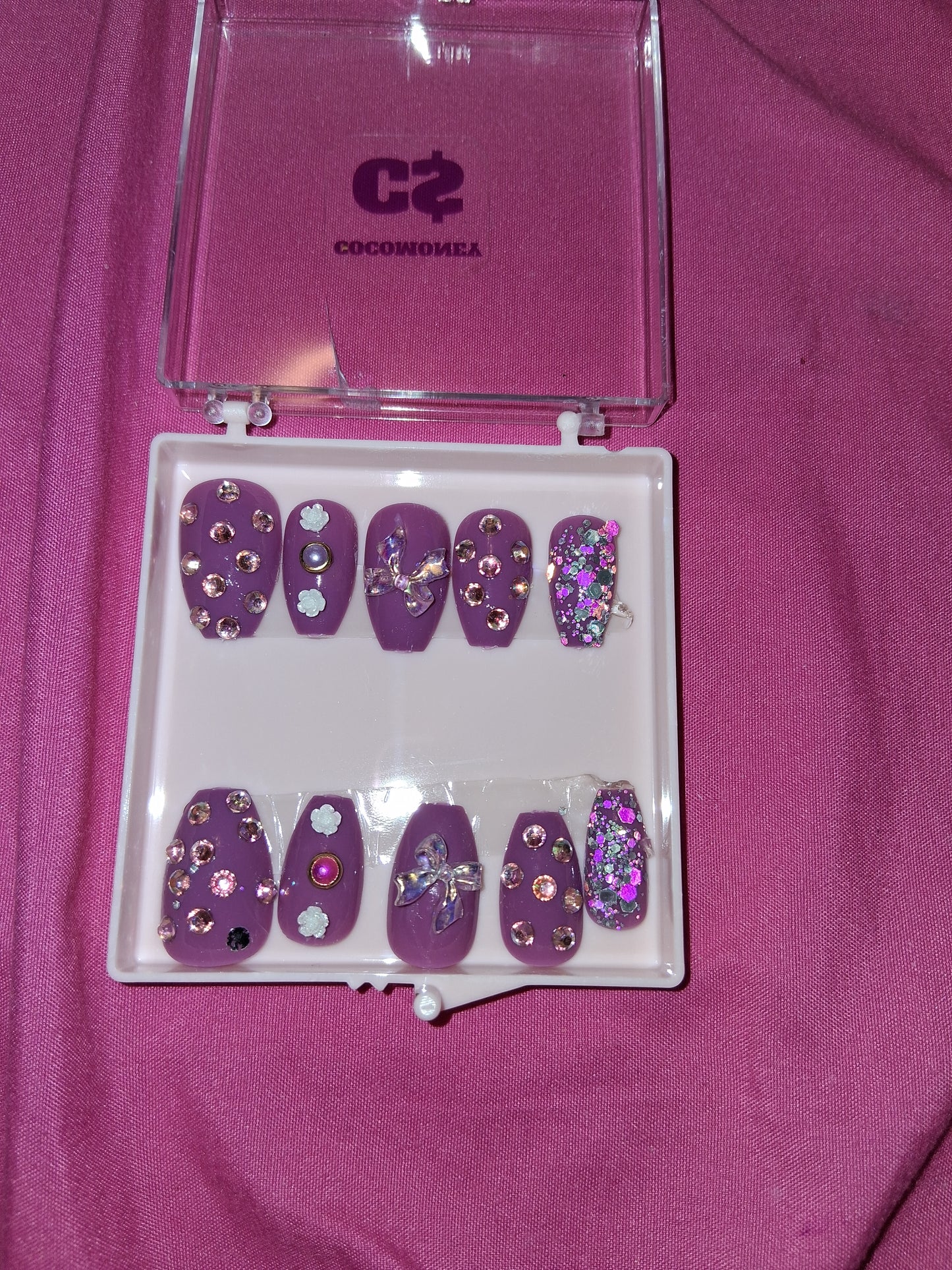 COCOMONEY NAILS CUSTOM 1 OF 1 GLUE ON PRESS ON COMES WITH FREE GIFTS #b67
