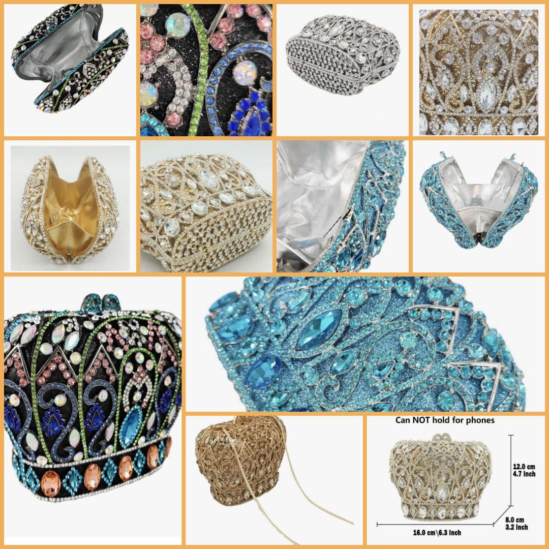 Crown C$ Crystal Clutch Purse Women Formal Evening Minaudiere Handbags Party Dinner Rhinestone Clutch Bag,Mini COCOMONEY