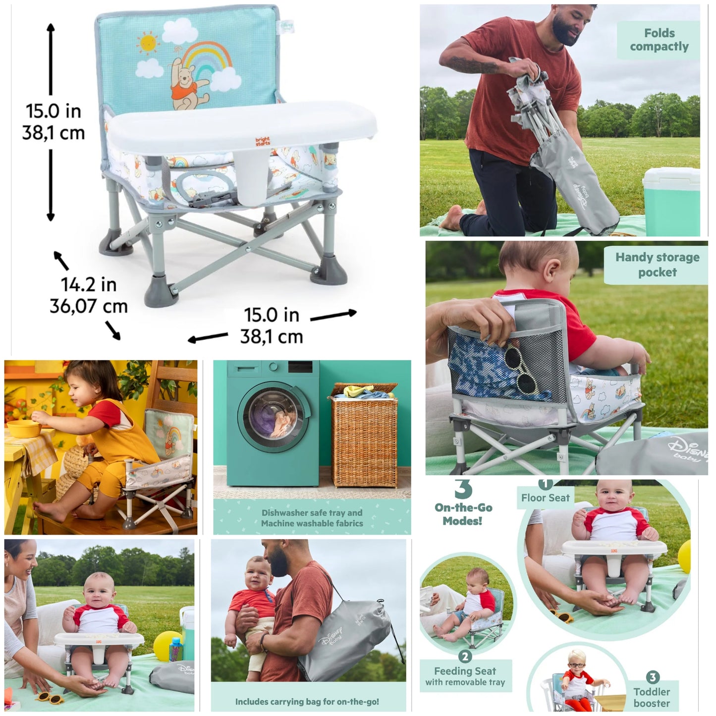 Pop 'N Sit Portable Booster, Indoor/Outdoor Use, Floor Seat with Feeding Tray, 6 Mos - 3 Yrs