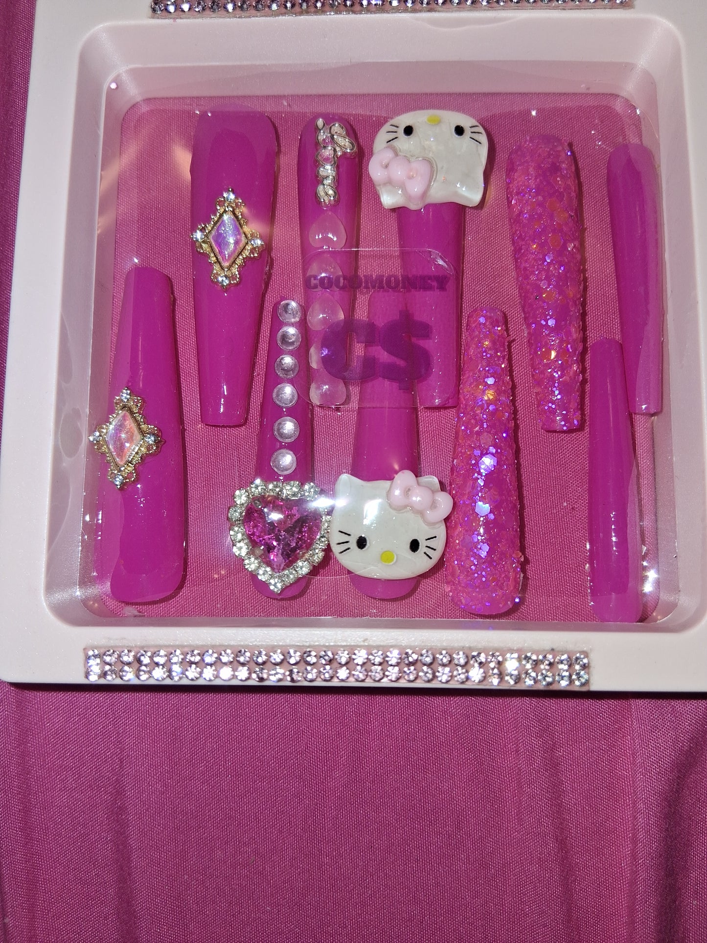 COCOMONEY NAILS CUSTOM 1 OF 1 GLUE ON PRESS ON COMES WITH FREE GIFTS #o47