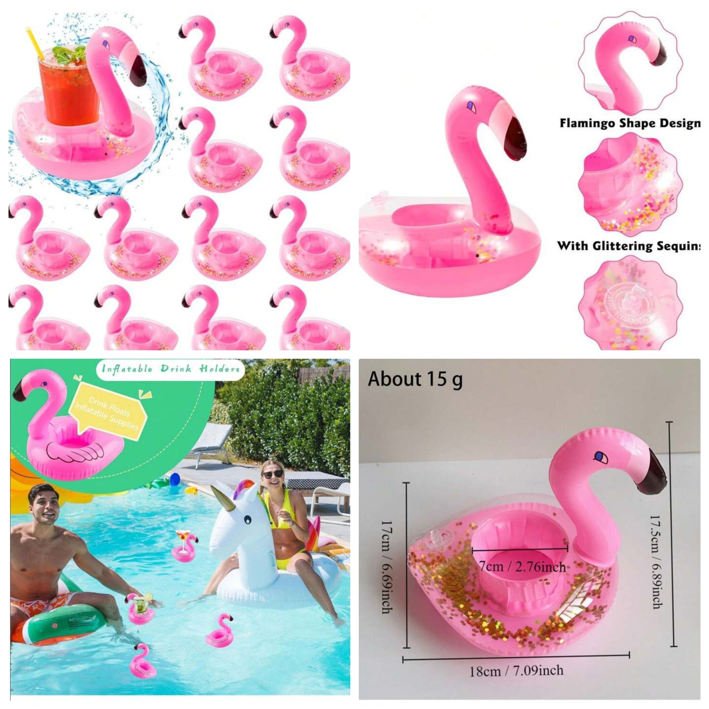 12-Pack Inflatable Pool Drink Holder Floating Roller Coaster Multi-Shape Swimming Cup Holder Water Float Bath Toys Perfect For Wedding Bachelorette Pool Parties holiday
