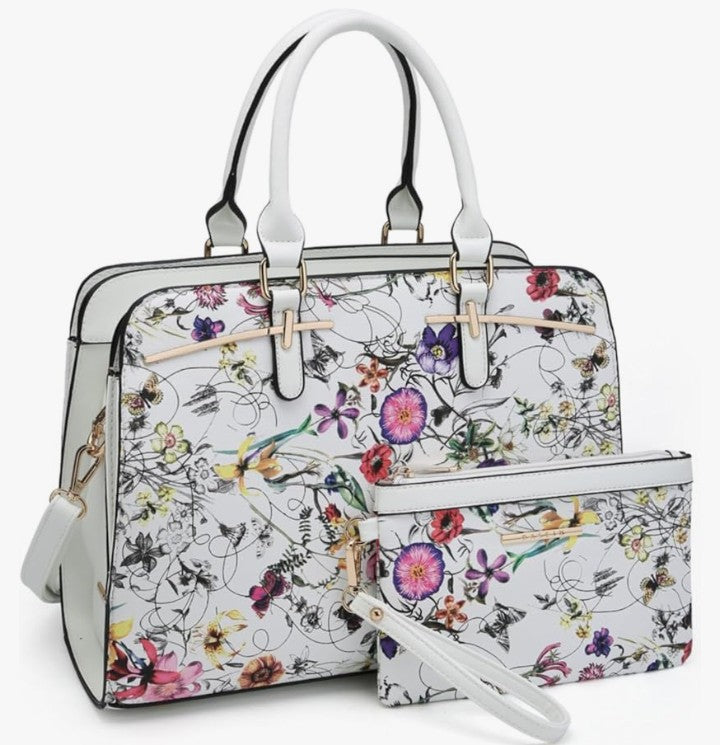 Women Handbag Wallet Tote Bag Shoulder Bag Hobo Bag Top Handle Satchel Purse Set 2pcs w/ 3 Compartments