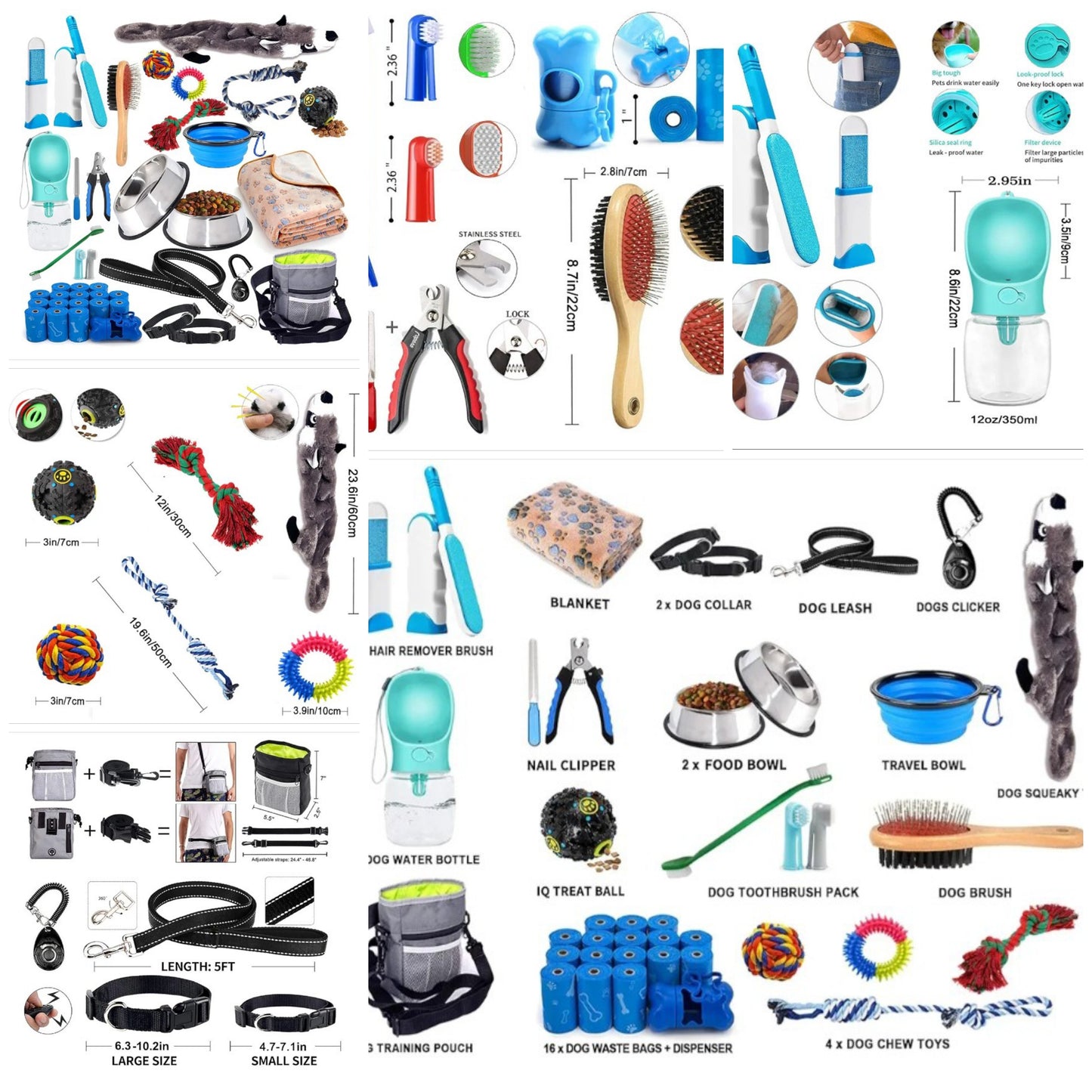 39-Piece Set of Puppy Essentials and Dog Stuff.Includes Dog Leash, Toys, Bowl, Brushes,and More.Perfect Welcome Home Present for Your New Puppies