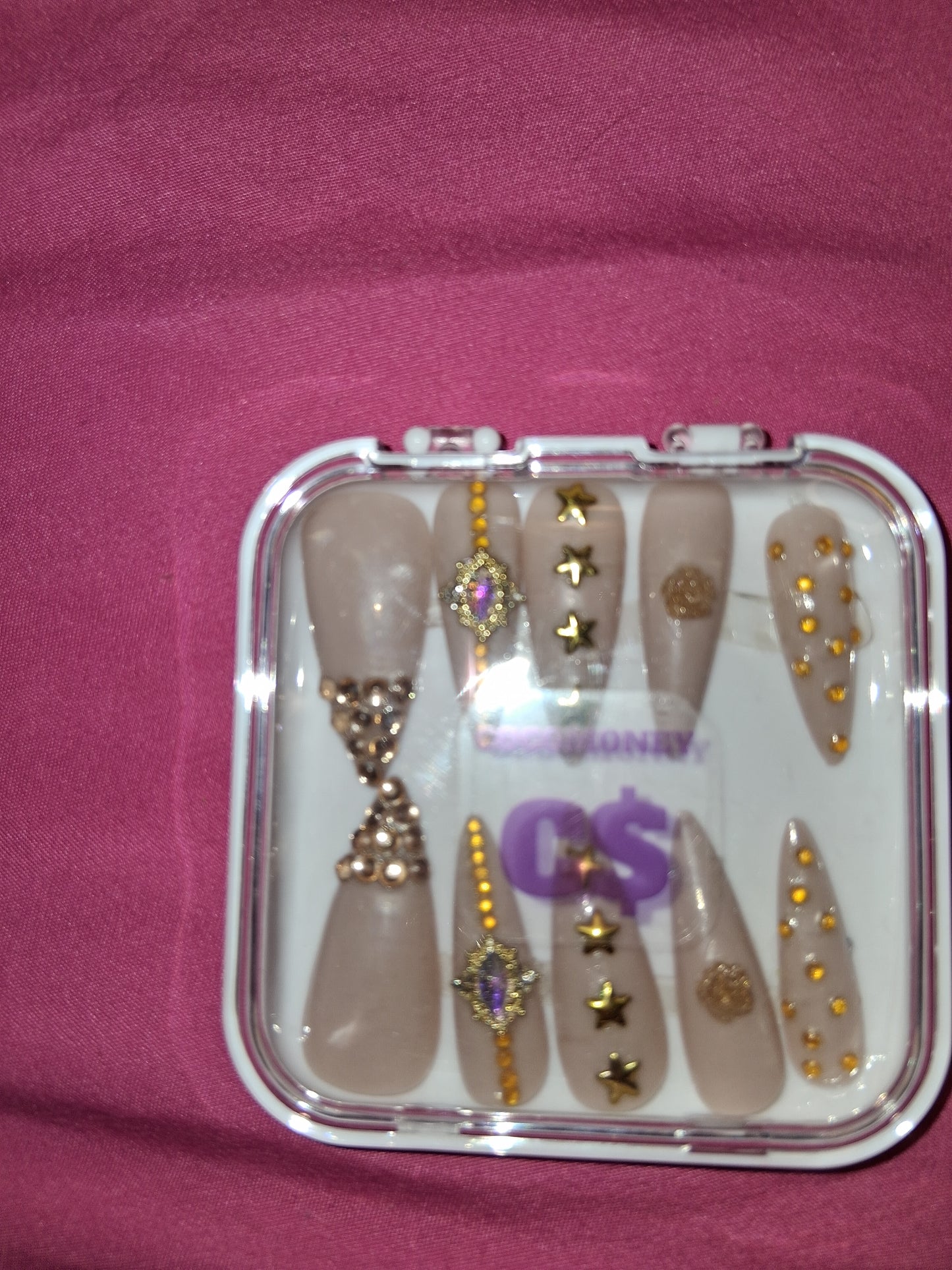 COCOMONEY NAILS CUSTOM 1 OF 1 GLUE ON PRESS ON COMES WITH FREE GIFTS #b98