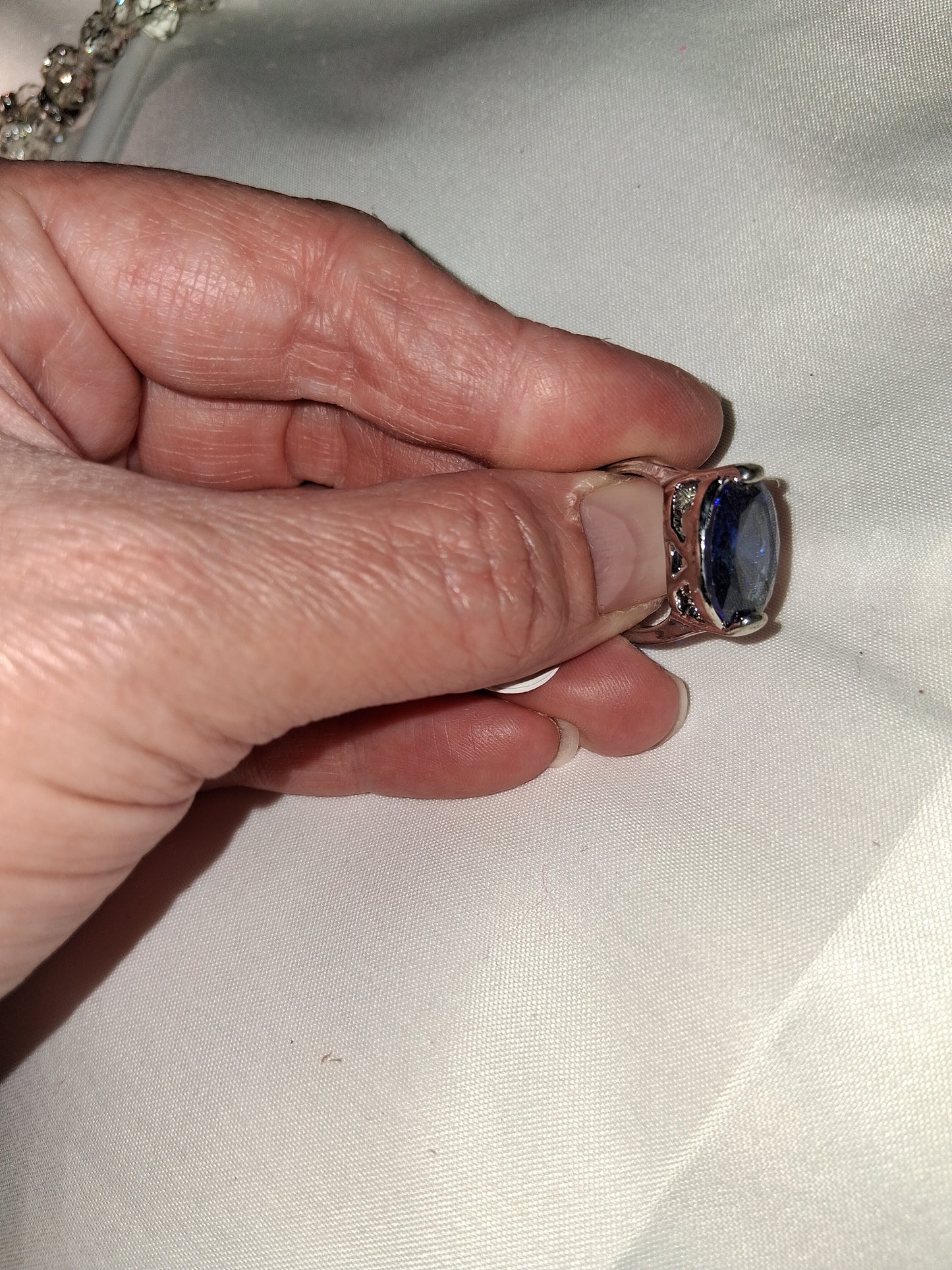 Stainless steel ring blue size 6