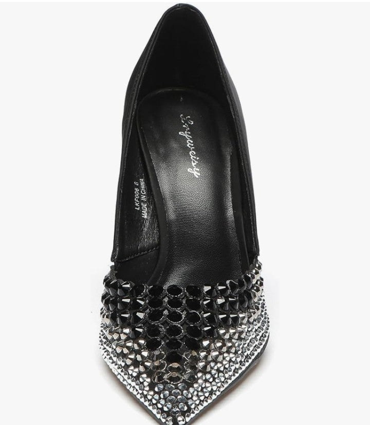 Women's High Heels Pumps Rhinestone Heels Closed Toe Heels for Women 4 Inch Stiletto Dress Wedding Party Pumps Shoes