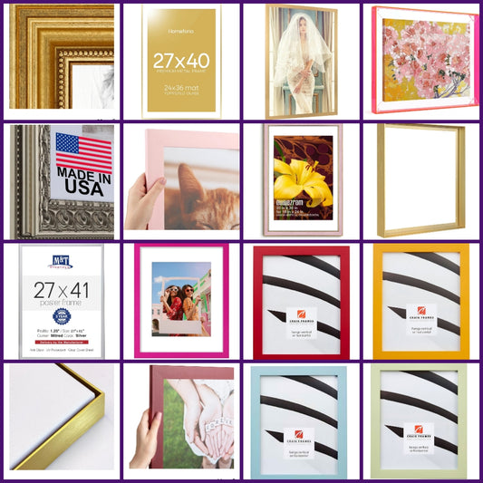 Picture frames multiple options and sizes as seen in picture