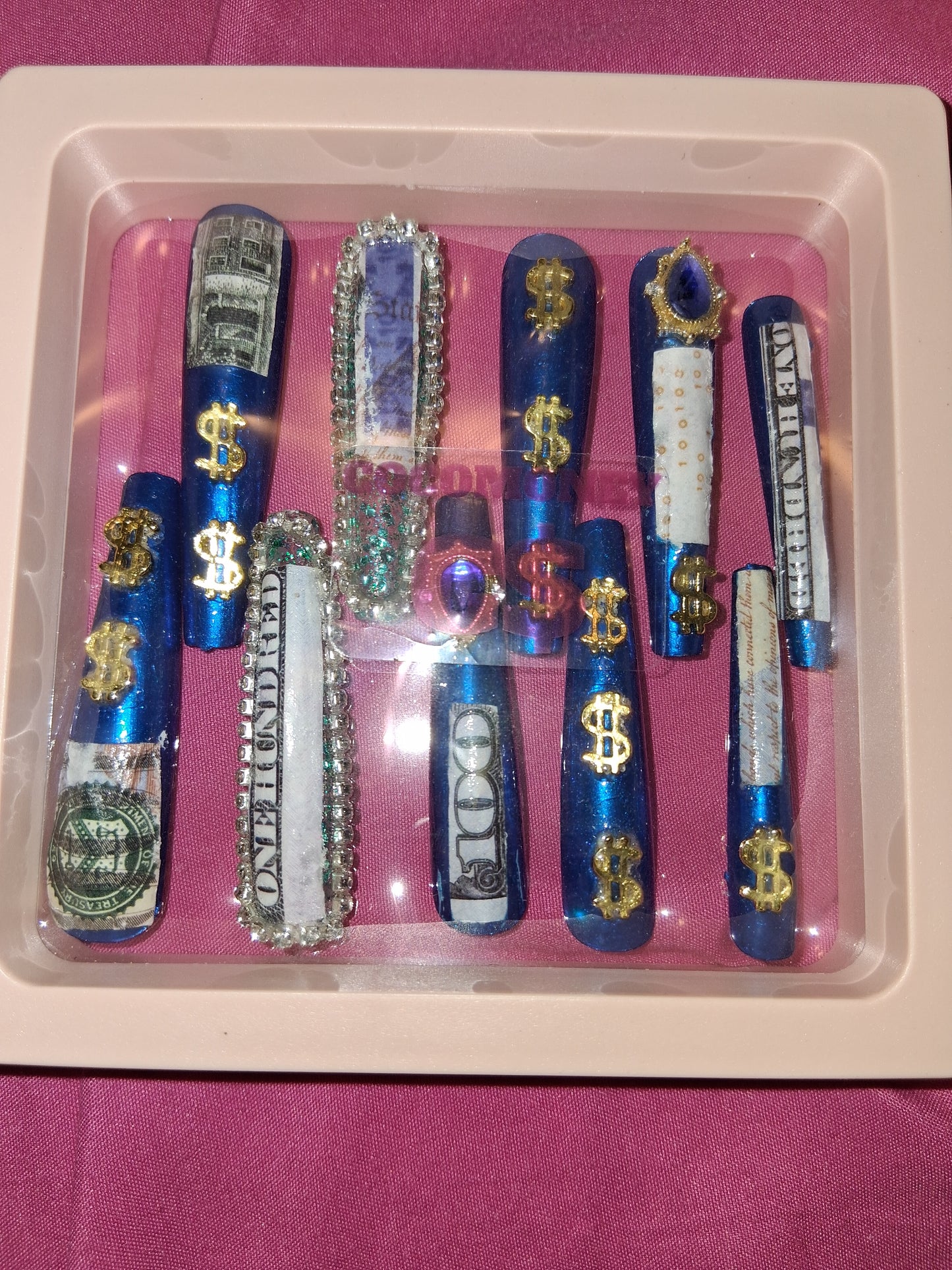 COCOMONEY NAILS CUSTOM 1 OF 1 GLUE ON PRESS ON COMES WITH FREE GIFTS #o49
