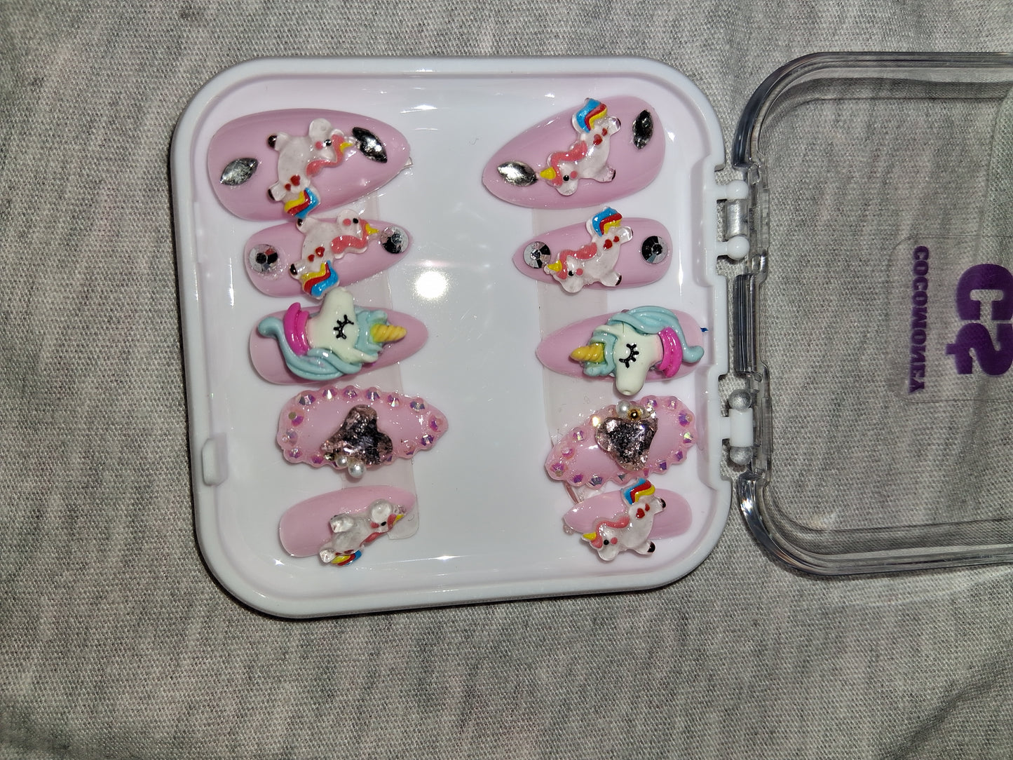 COCOMONEY NAILS CUSTOM 1 OF 1 GLUE ON PRESS ON COMES WITH FREE GIFTS #b54