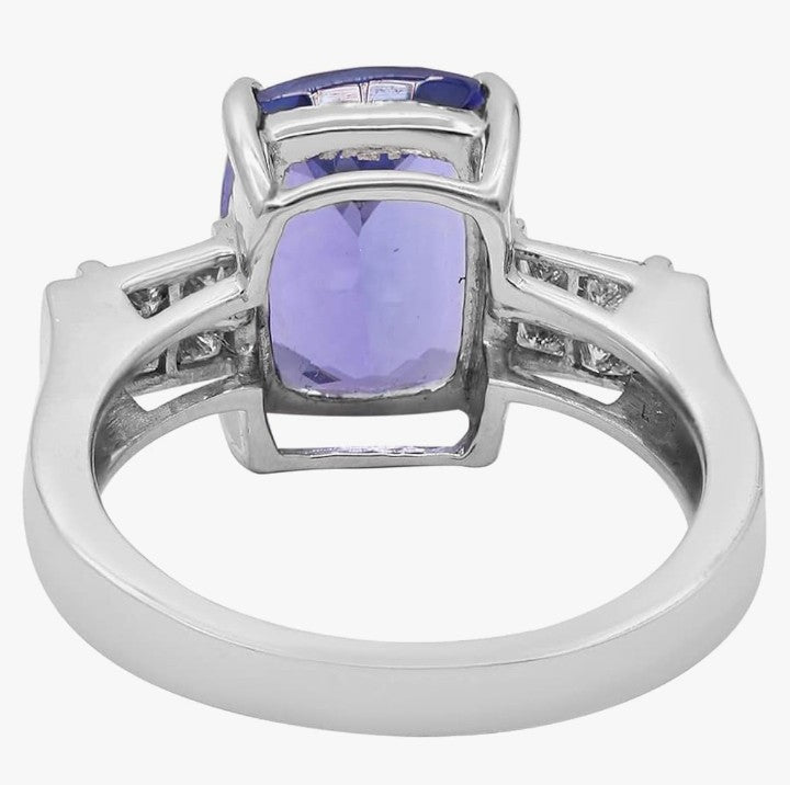 COCOMONEY Blue Cushion Tanzanite Minimalist Gold Ring Solid 14k Stamped White Gold Solitaire Ring Gemstone Diamond Ring Customized Jewelry Gift