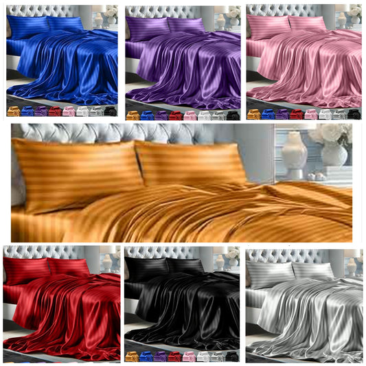 4 Piece Luxury Silky Queen Size Bedding Set - Softer Than Silk, Wrinkle-Free with 15” Deep Pocket Fitted Sheet, Perfect for Hair & Skin,
