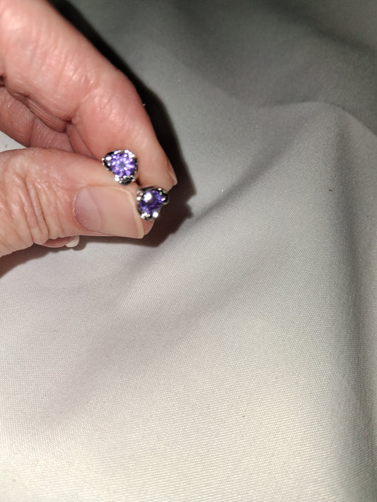 Purple costume earrings hearts COCOMONEY