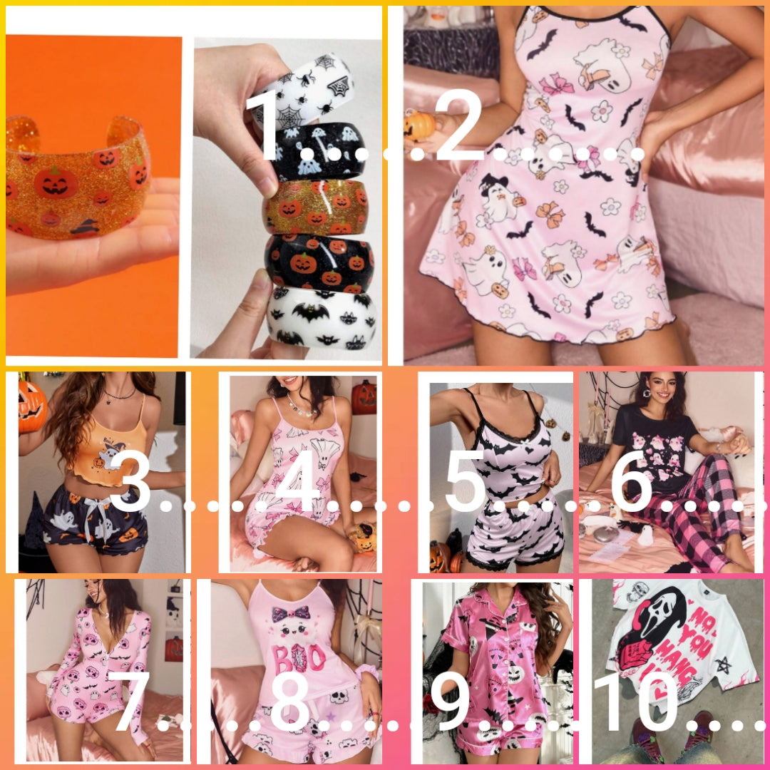 Halloween pajamas 2 piece set or bracelet set or shirt
