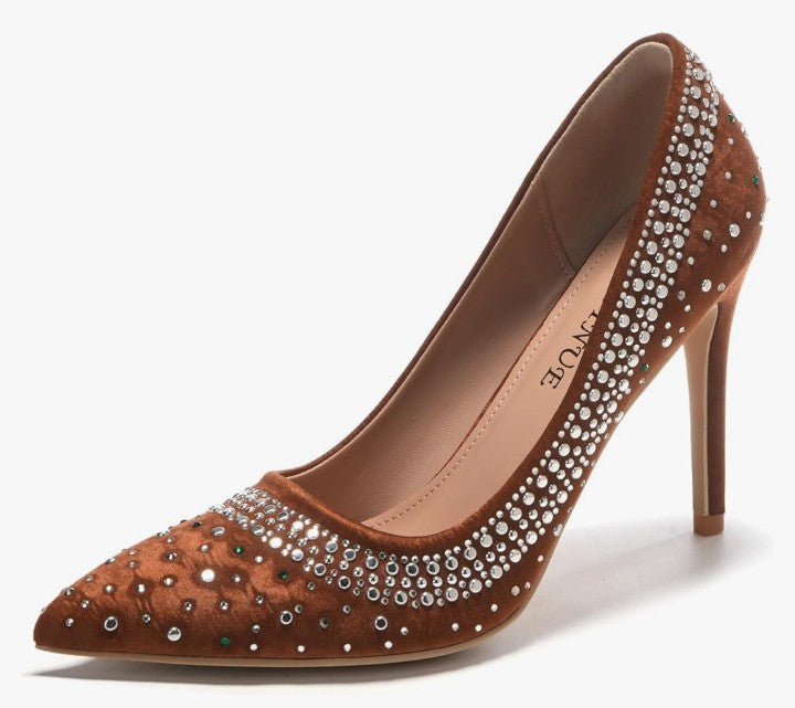 Women's Pumps Sexy Rhinestone High Heels 4 inch Pointed Closed Toe Stiletto Heel Evening Party Wedding Comfortable Dress Shoes