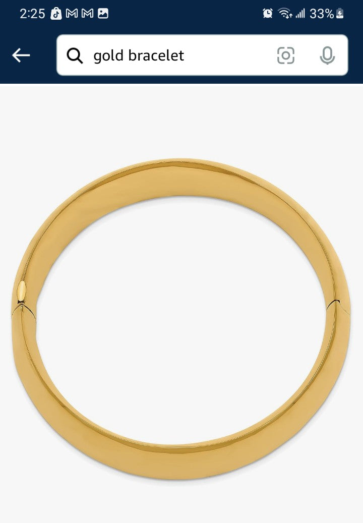 COCOMONEY 14K Solid Yellow Gold 20.65mm Oversize Hinged Bangle Bracelet