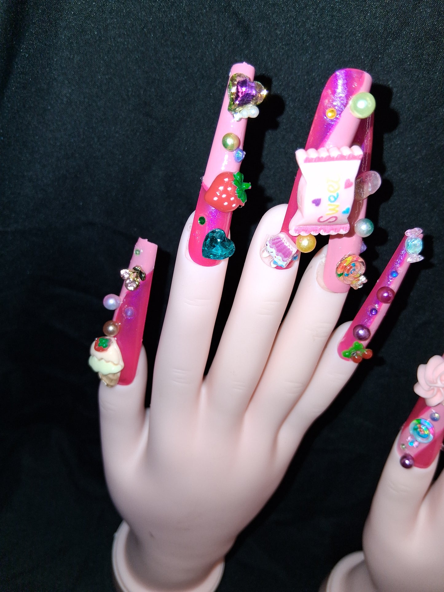 COCOMONEY NAILS CUSTOM 1 OF 1 GLUE ON PRESS ON COMES WITH FREE GIFTS #o64