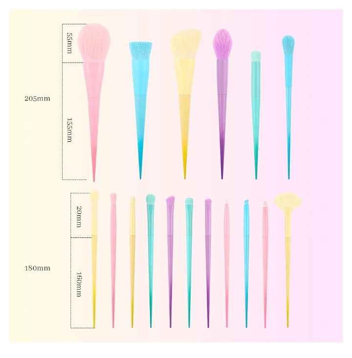 Makeup Brushes Set- A (17 Pcs) Premium Quality Synthetic and Colorful Brushes Kit with Purple Top and Blue Bottom Sponges for Blush Concealers, Blending Face Powder and Eyeshadow Makeup