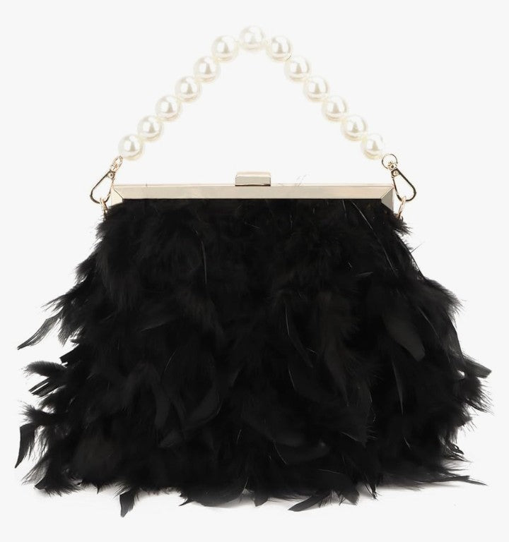 Feather Clutch Purses Fluffy Feather Evening Handbags for Wedding Banquet Party